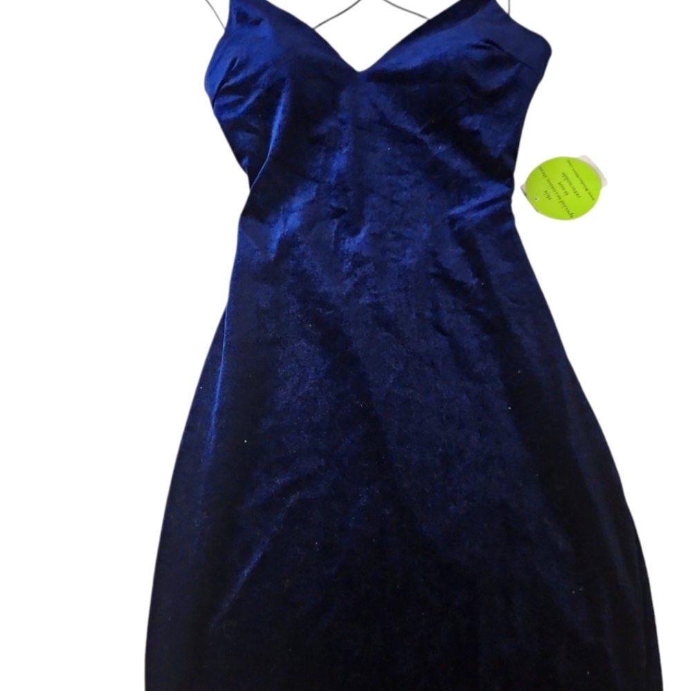 Blue velvet dress backless